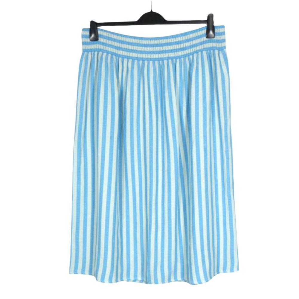 A NEW DAY Teal STRIPES Smock Waist SIDE POCKETS Linen Blend A-LINE SKIRT Sz XXL